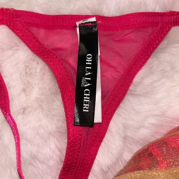 Oh La La Cheri Paris Hot Pink Lace Corset Bustier & Thong Set NWT - Picture 7 of 8